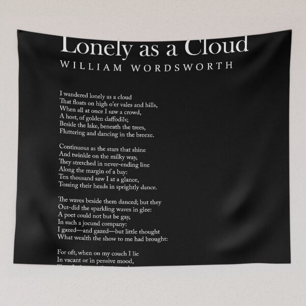 Item preview, I Wandered Lonely as a Cloud - William Wordsworth Poem - Literature - Typography Print 2 - Black designed and sold by Studio Grafiikka.