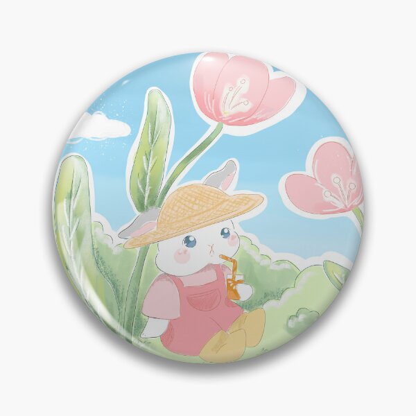 Artikelvorschau, Claude und rosa Blumenwiese | Bunnysmee entworfen und verkauft von bunniesmee.