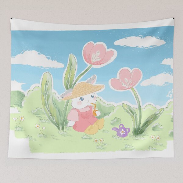 Item preview, Claude and Pink FLower Meadow | Bunniesmee  designed and sold by bunniesmee.