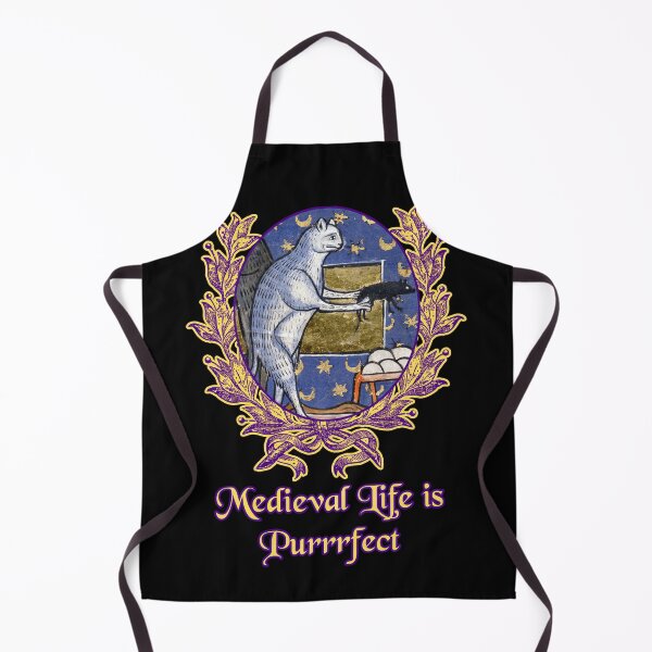Item preview, 'Medieval Life is Purrrfect' Goofy Cat Offering Mouse - Medieval Designs Collection designed and sold by Ridiculam Toga.