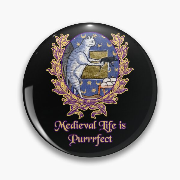 Item preview, 'Medieval Life is Purrrfect' Goofy Cat Offering Mouse - Medieval Designs Collection designed and sold by Ridiculam Toga.