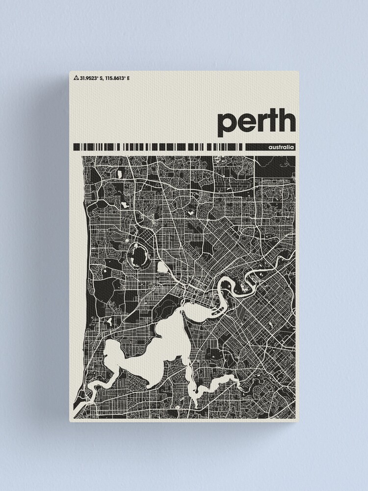 "Perth Dark Map, City of Perth Map, Perth Minimalist Map, Perth Print, Perth Poster, Perth Art