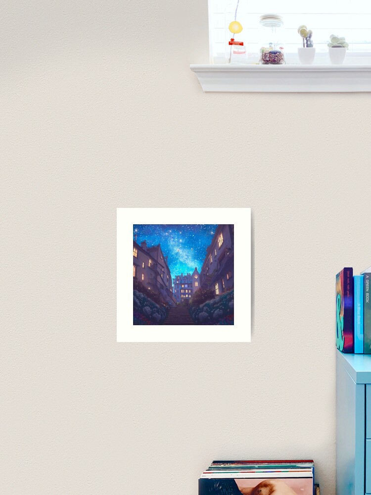 Thumbnail 1 of 3, Art Print, The startlit alley, flowers and plants designed and sold by cokemann.