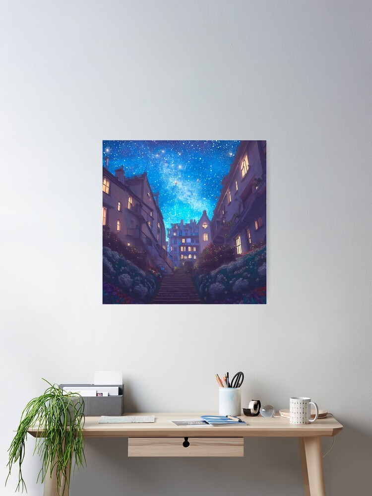 Thumbnail 1 of 3, Poster, The startlit alley, flowers and plants designed and sold by cokemann.