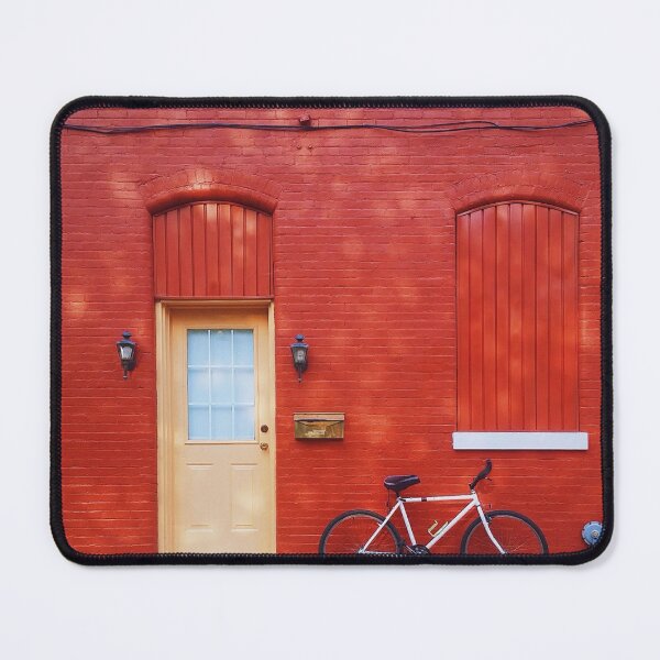 Item preview, Red Wall with Bicycle designed and sold by ellishoffmans.
