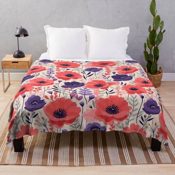 Item preview, Red and Purple Poppy Pattern designed and sold by Hibiskusmond.