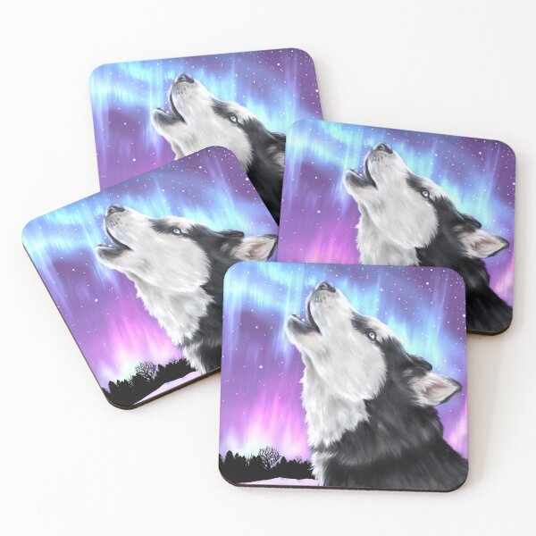 Item preview, Northern Lights, Howling Husky | Siberian Husky Dog Artwork designed and sold by shirinsart.