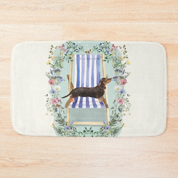 Item preview, Dachshund with Deckchair and Wildflowers designed and sold by HugsAndPrints.