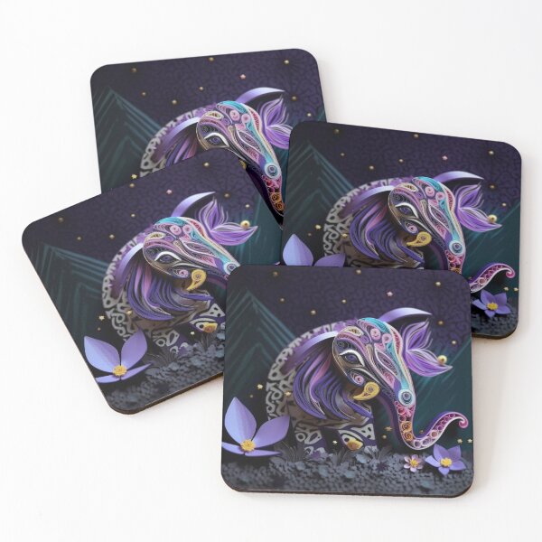 Item preview, Elephant made of paper on a dark background with a lotus flower designed and sold by aiphotosart.