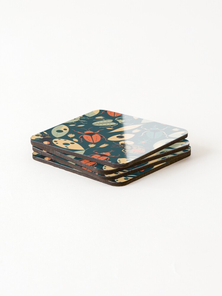Thumbnail 4 of 5, Coasters (Set of 4), Insect Pattern designed and sold by uniqueD.