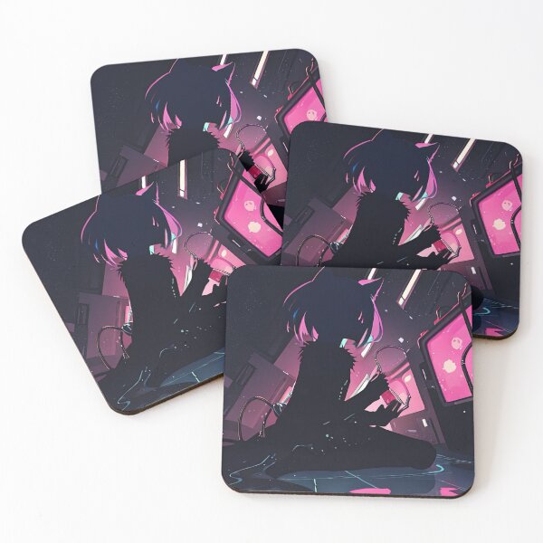 Item preview, Futuristic Whispers: Minimalist Silhouette Artwork of Cyberpunk Neko Anime Girl designed and sold by Biskit222.