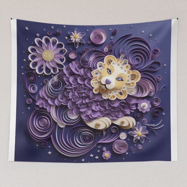 Item preview, Lion made of paper on a purple background. Top view. designed and sold by aiphotosart.