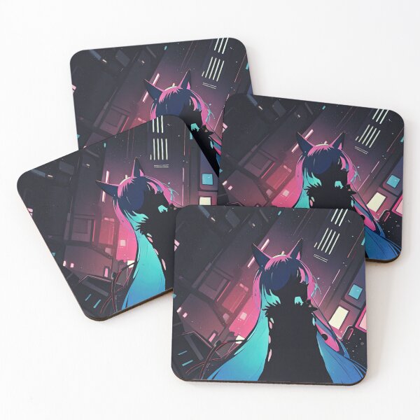 Item preview, Futuristic Whispers: Minimalist Silhouette Artwork of Cyberpunk Neko Anime Girl designed and sold by Biskit222.