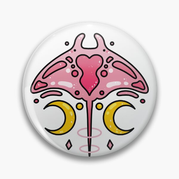 Item preview, Manta ray mandala in pink with moon illustration designed and sold by GingerandMilk.
