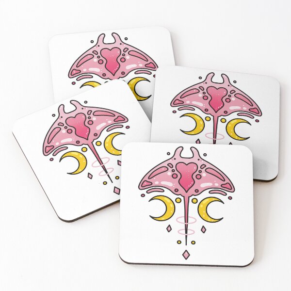 Item preview, Manta ray mandala in pink with moon illustration designed and sold by GingerandMilk.