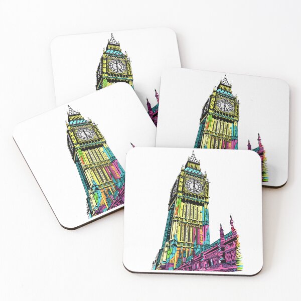 Artikelvorschau, Fauvistisches Big Ben Grafik-T-Shirt | Buntes Londoner Wahrzeichen-Vektordesign entworfen und verkauft von FamMeetsWorld.