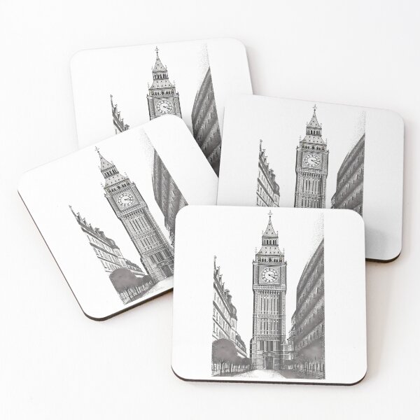 Artikelvorschau, Pointillistisches Big Ben Grafik-T-Shirt | Detailliertes Londoner Wahrzeichen-Vektordesign entworfen und verkauft von FamMeetsWorld.