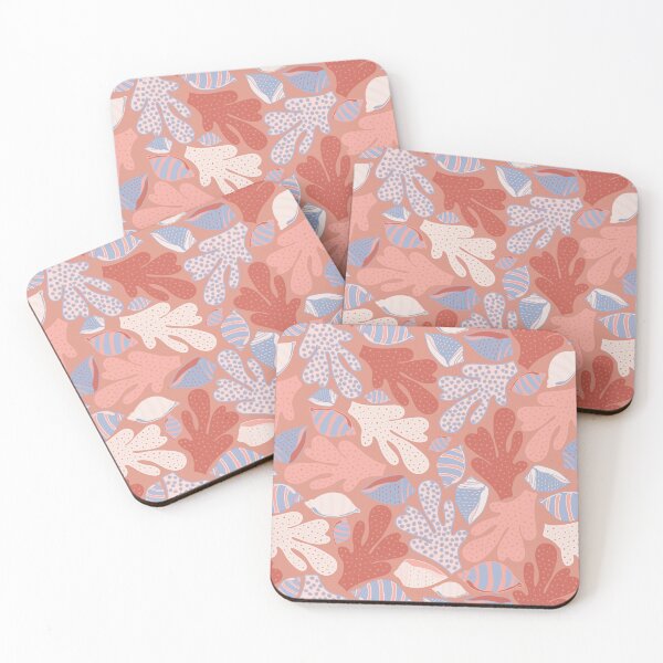 Item preview, Under the Sea - Coral and Seashells in Terracotta and Blue designed and sold by HugsAndPrints.