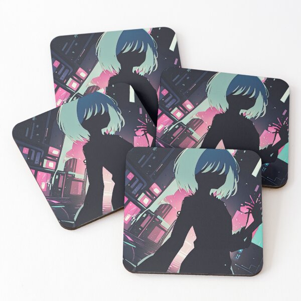 Item preview, Futuristic Whispers: Minimalist Silhouette Artwork of Cyberpunk Neko Anime Girl designed and sold by Biskit222.