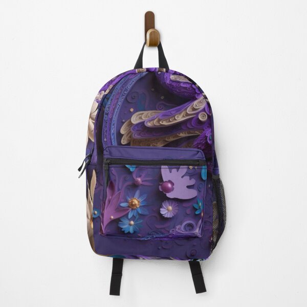 Item preview, Colorful paper cutout of a frog with flowers on a purple background designed and sold by aiphotosart.