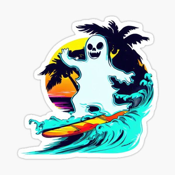 Item preview, Summerween - Happy Ghost Surfing on Big Wave designed and sold by pocketart2023.