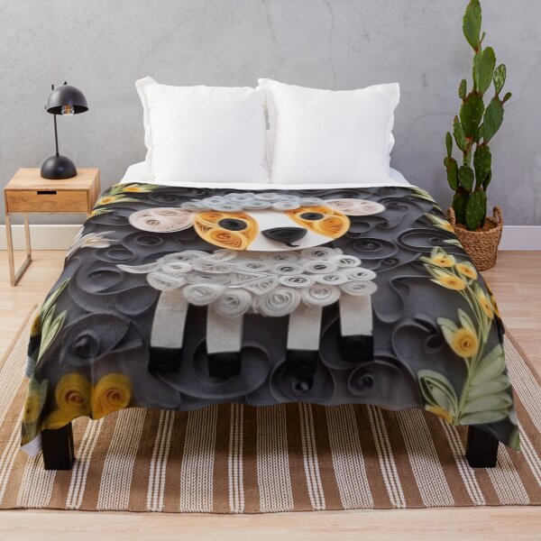 Item preview, Cute sheep made of paper and colorful flowers on black background. designed and sold by aiphotosart.
