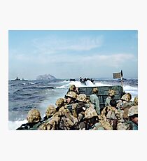 US Marines in a LCVP approaching Iwo Jima, Japan, 19 Feb 1945 Photographic Print