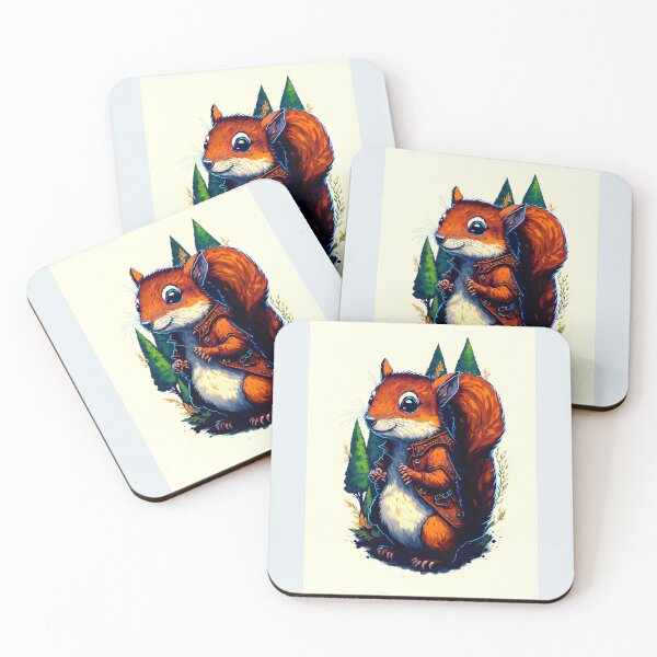 Item preview, Cute Squirrel Explorer Wildlife Tree Painting designed and sold by druidwolfart.
