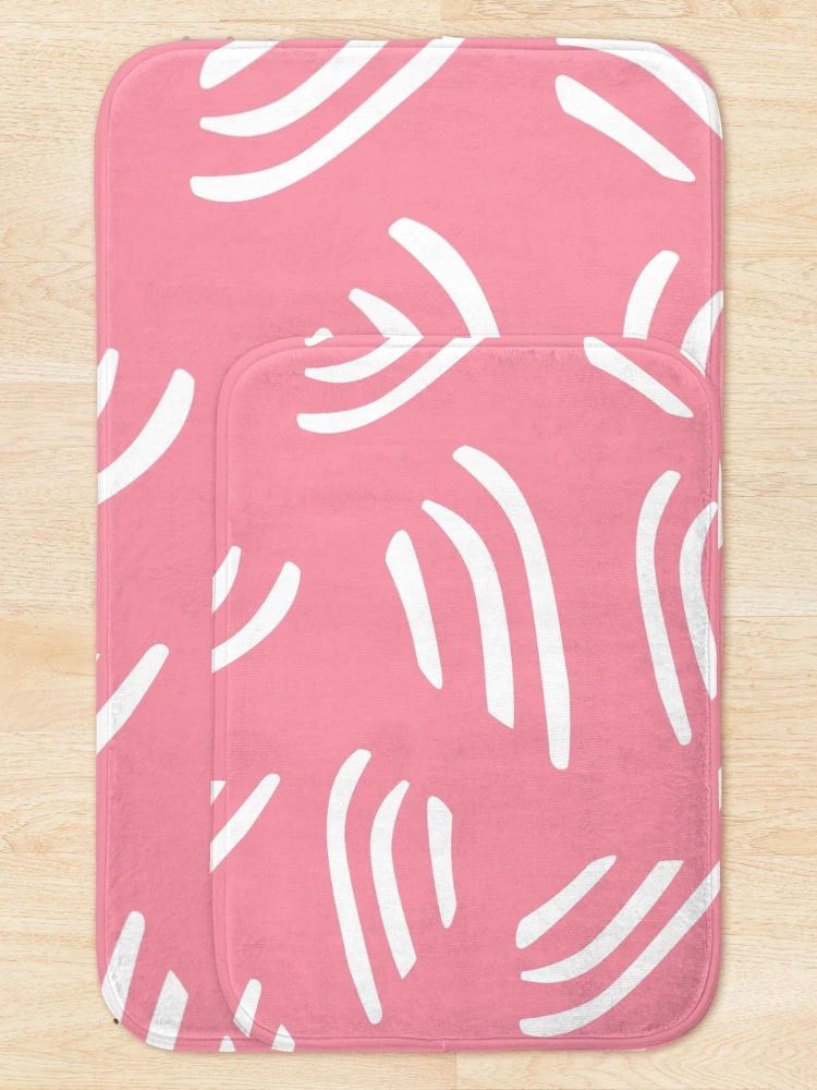 Thumbnail 5 of 6, Bath Mat, Abstract Lines - Pink designed and sold by InfinityPattern.