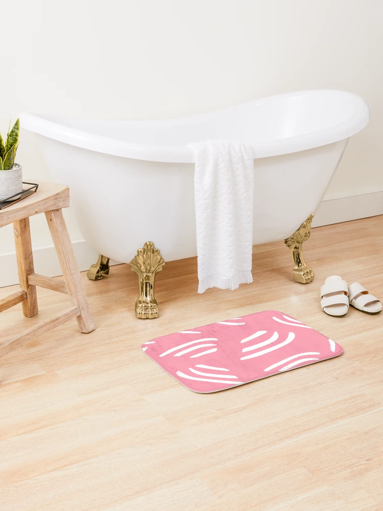 Thumbnail 2 of 6, Bath Mat, Abstract Lines - Pink designed and sold by InfinityPattern.