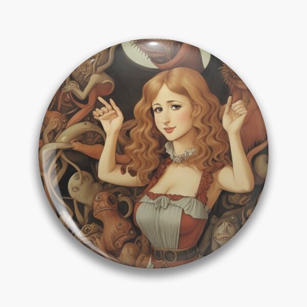 Item preview,  A beautiful woman from the middle ages surrounded by Demons and Fallen angels at court after Hieronymus Bosch designed and sold by Vintage Designs +.