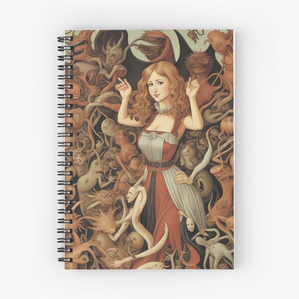 Item preview,  A beautiful woman from the middle ages surrounded by Demons and Fallen angels at court after Hieronymus Bosch designed and sold by Vintage Designs +.