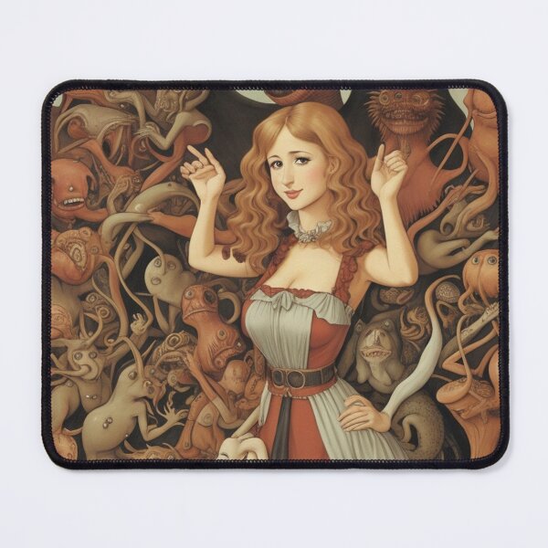 Item preview, A beautiful woman from the middle ages surrounded by Demons and Fallen angels at court after Hieronymus Bosch designed and sold by Vintage Designs +.