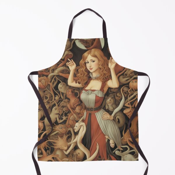 Item preview, A beautiful woman from the middle ages surrounded by Demons and Fallen angels at court after Hieronymus Bosch designed and sold by Vintage Designs +.