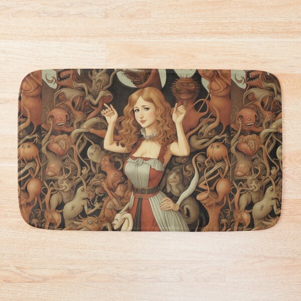 Item preview,  A beautiful woman from the middle ages surrounded by Demons and Fallen angels at court after Hieronymus Bosch designed and sold by Vintage Designs +.