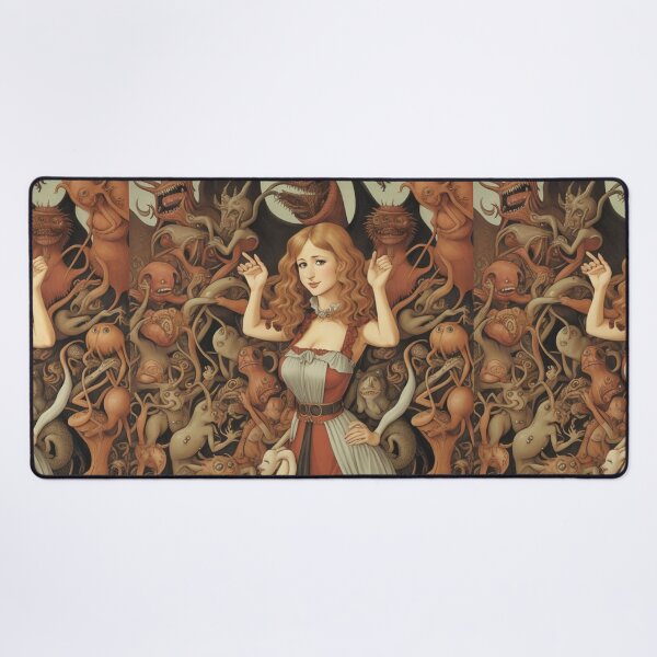 Item preview, A beautiful woman from the middle ages surrounded by Demons and Fallen angels at court after Hieronymus Bosch designed and sold by Vintage Designs +.