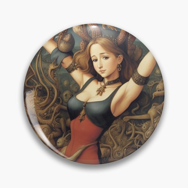 Item preview,  A beautiful woman from the middle ages surrounded by Demons and Fallen angels at court after Hieronymus Bosch designed and sold by Vintage Designs +.