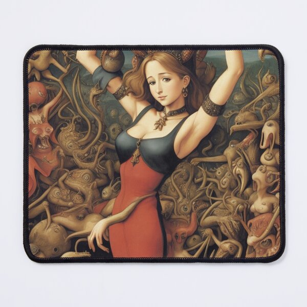 Item preview,  A beautiful woman from the middle ages surrounded by Demons and Fallen angels at court after Hieronymus Bosch designed and sold by Vintage Designs +.
