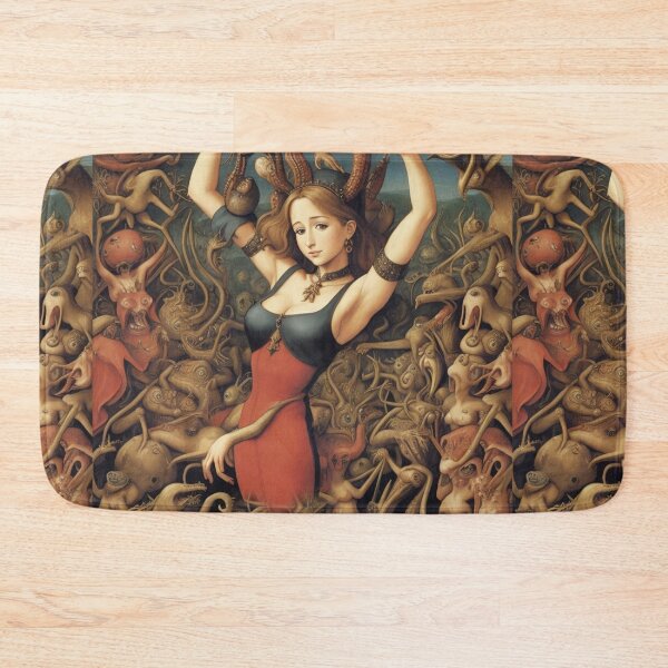 Item preview,  A beautiful woman from the middle ages surrounded by Demons and Fallen angels at court after Hieronymus Bosch designed and sold by Vintage Designs +.