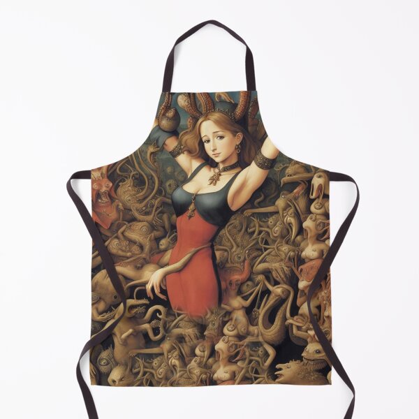 Item preview, A beautiful woman from the middle ages surrounded by Demons and Fallen angels at court after Hieronymus Bosch designed and sold by Vintage Designs +.