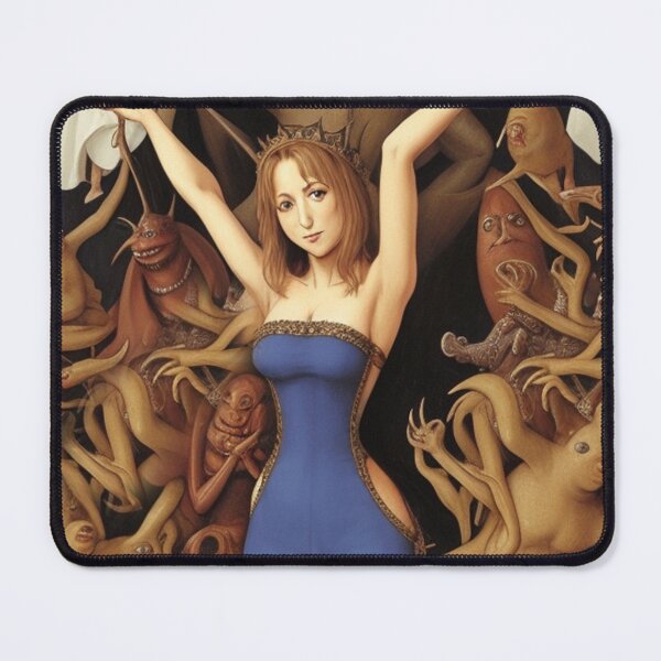 Item preview, A beautiful woman from the middle ages surrounded by Demons and Fallen angels at court after Hieronymus Bosch designed and sold by Vintage Designs +.