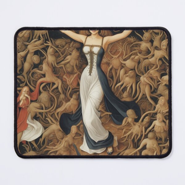 Item preview, A beautiful woman from the middle ages surrounded by Demons and Fallen angels at court after Hieronymus Bosch designed and sold by Vintage Designs +.