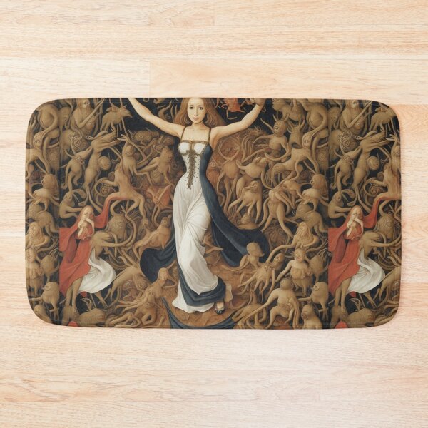 Item preview,  A beautiful woman from the middle ages surrounded by Demons and Fallen angels at court after Hieronymus Bosch designed and sold by Vintage Designs +.