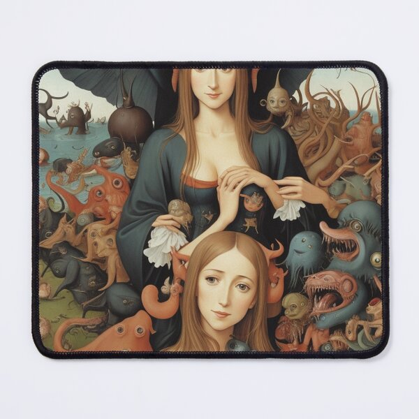Item preview, A beautiful woman from the middle ages surrounded by Demons and Fallen angels at court after Hieronymus Bosch designed and sold by Vintage Designs +.