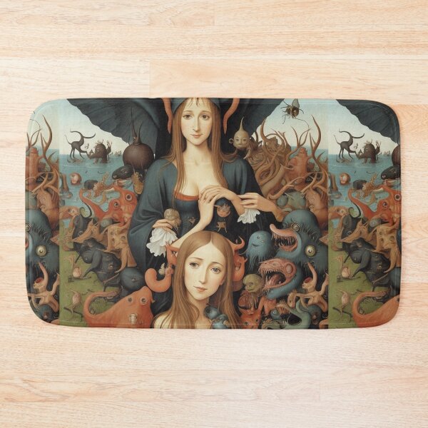 Item preview, A beautiful woman from the middle ages surrounded by Demons and Fallen angels at court after Hieronymus Bosch designed and sold by Vintage Designs +.