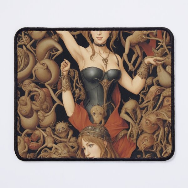 Item preview, A beautiful woman from the middle ages surrounded by Demons and Fallen angels at court after Hieronymus Bosch designed and sold by Vintage Designs +.