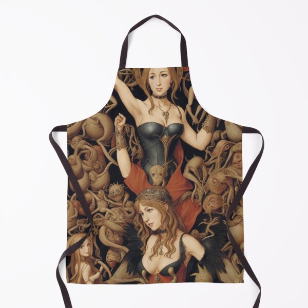 Item preview, A beautiful woman from the middle ages surrounded by Demons and Fallen angels at court after Hieronymus Bosch designed and sold by Vintage Designs +.