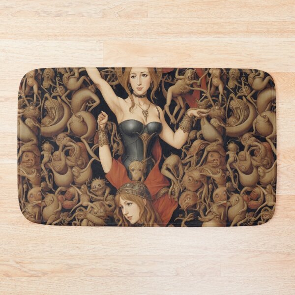 Item preview, A beautiful woman from the middle ages surrounded by Demons and Fallen angels at court after Hieronymus Bosch designed and sold by Vintage Designs +.