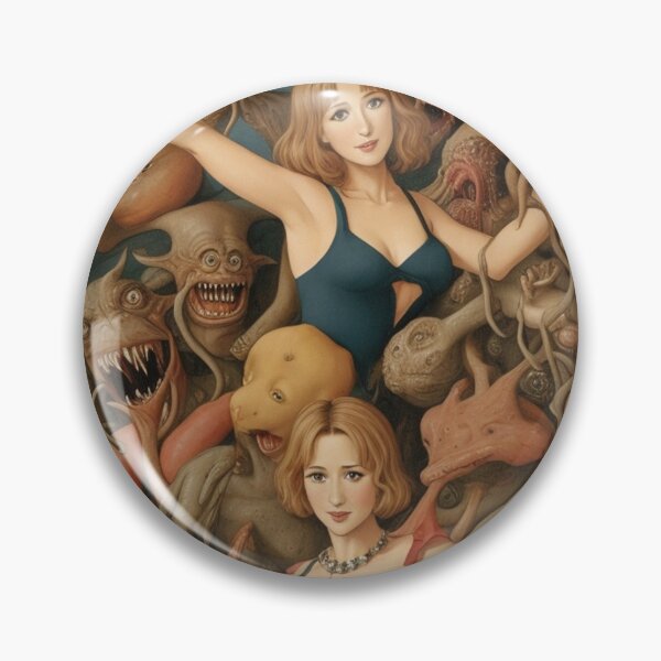 Item preview,  A beautiful woman from the middle ages surrounded by Demons and Fallen angels at court after Hieronymus Bosch designed and sold by Vintage Designs +.