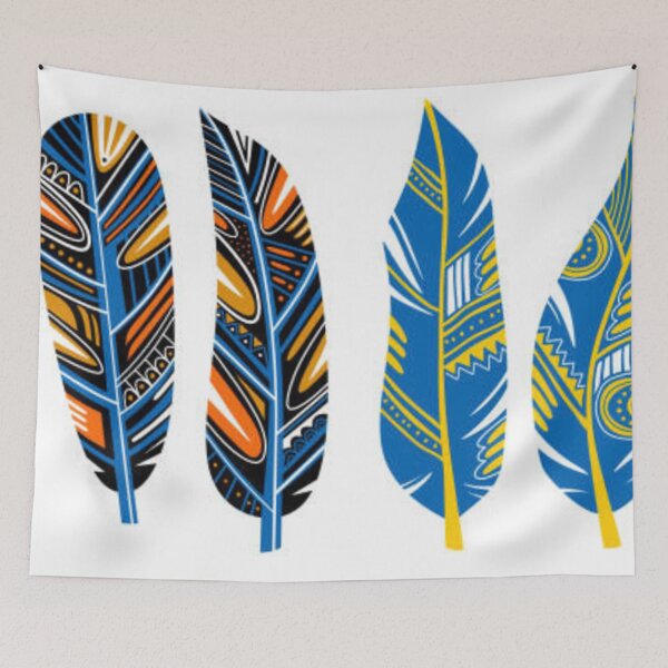 Item preview, Tribal feather. Collection of feathers for decoration. Print for clothes, retro business cards, picture banner for websites. Vintage decorative elements. Hand colorful painting designed and sold by MTShoppingLine.